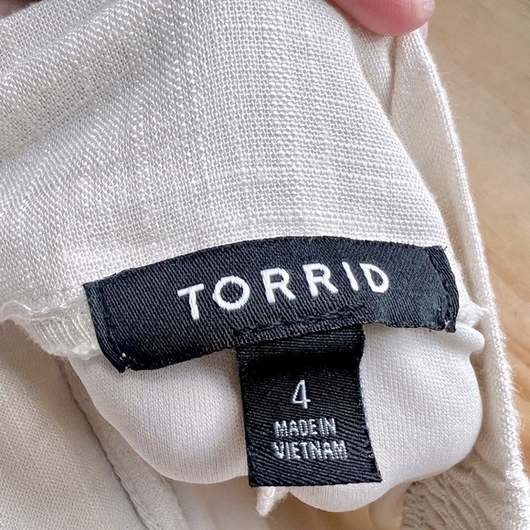 TORRID Size 4X Linen Blend MIdi Cream Button-Front Skirt - Picture 9 of 14